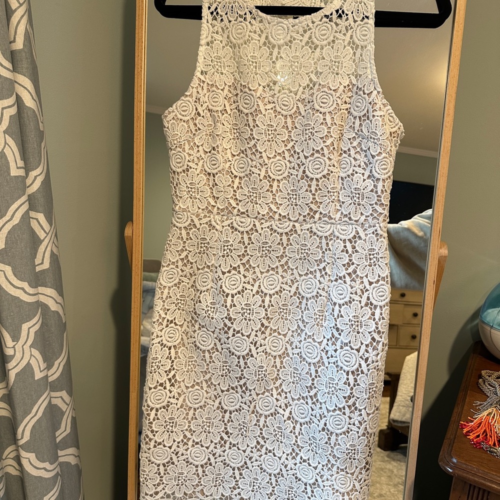 Minuet Petite Cream Lace Midi Dress